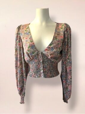 BUDDY LOVE FLORAL PRINT CROPPED BLOUSE SIZE XS